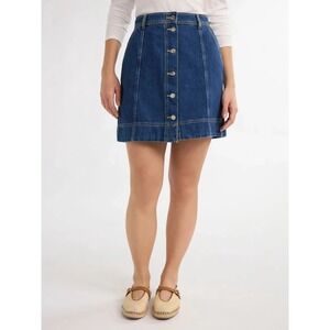 Free Assembly NWT‎ Womens Mini Skirt Medium Wash Size 6 Denim W/ Utility Buttons